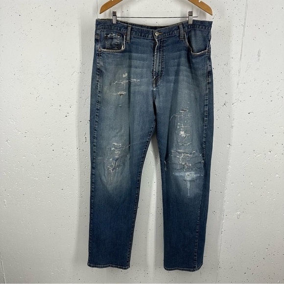 Vintage Y2K Lucky Brand Size 38 x 33.5 Destroyed Distressed Bootcut Jeans - Picture 1 of 15